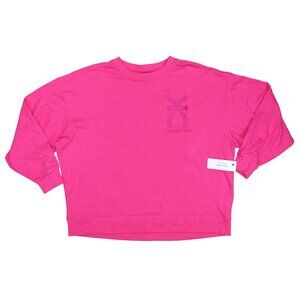 Calvin Klein CK Embroidered Crew Neck Women's Sweatshirt NWT Electric Pink